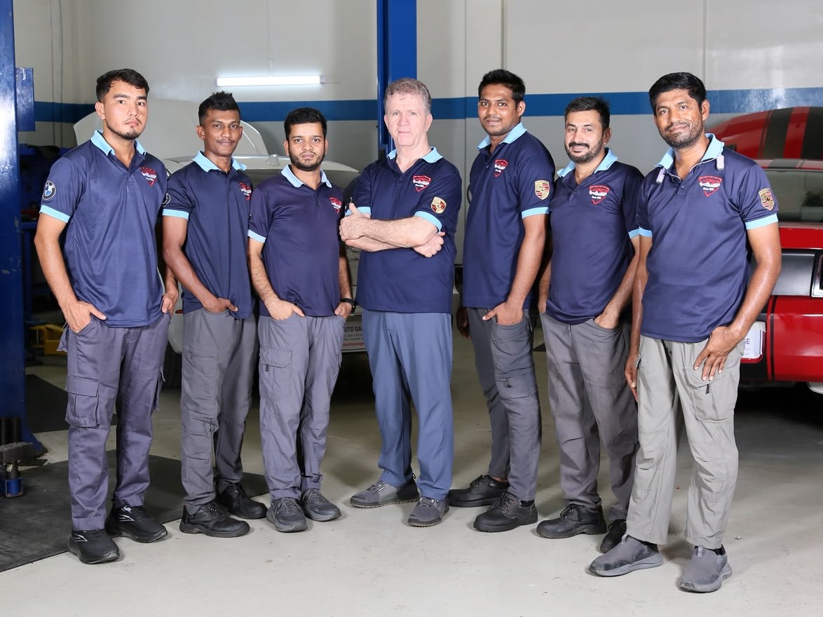 The Missak Auto Garage team at the workshop in Mussafah, Abu Dhabi